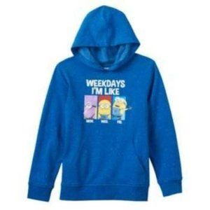 Boys Minions Sweatshirt Hoodie 8 Blue Despicable Me Long Sleeve Pullover 2 Pkt